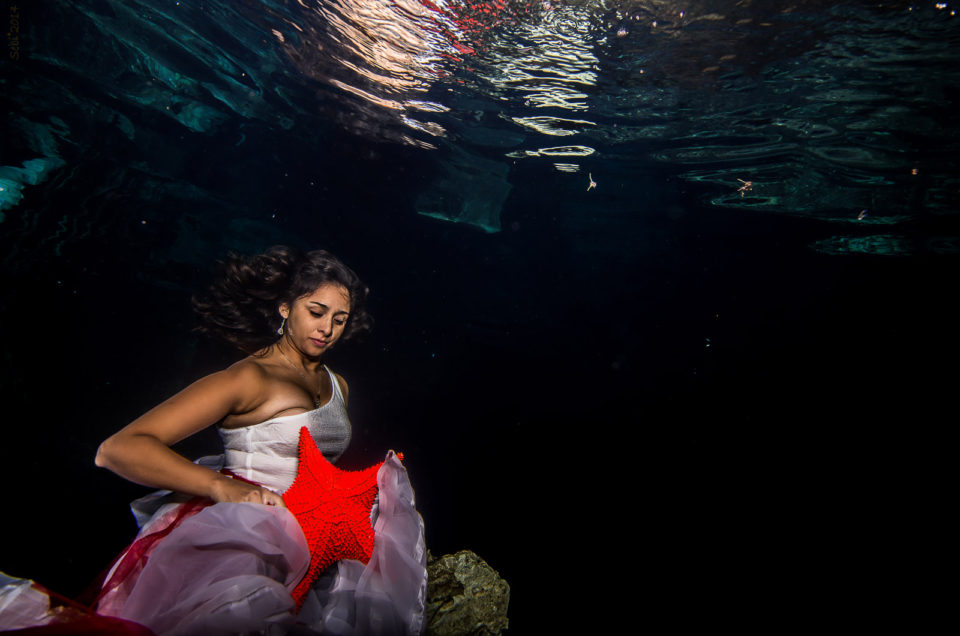 Underwater Cenote Trash The Dress – America and Italo