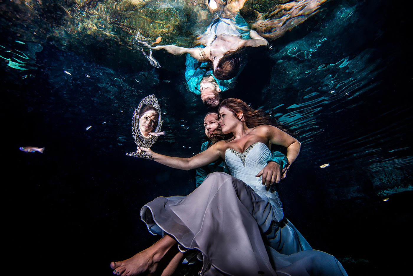 Fearless Bridal Underwater In Mexico - Heather And Dan