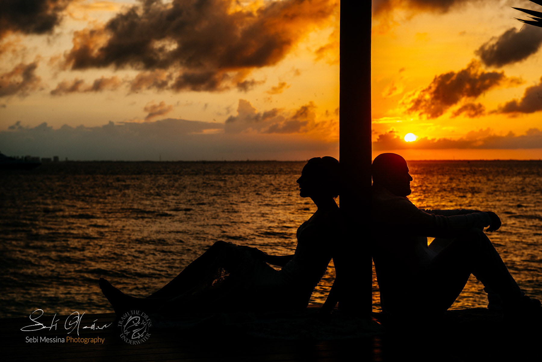 Bride and Groom at sunset Isla Mujeres Destination Wedding Ceremony - Zoetry Villa Rolandi