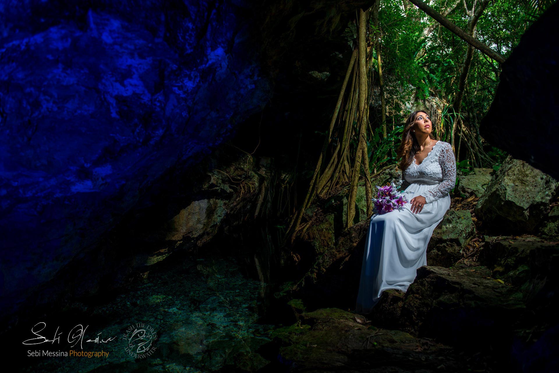 Underwater Trash The Dress in a Mexican Cenote - Sebi Messina Photography