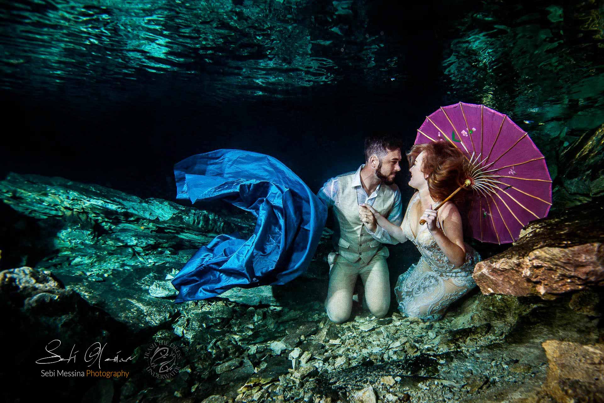 Underwater Trash The Dress in a Mexican cenote – Sebi Messina Photography