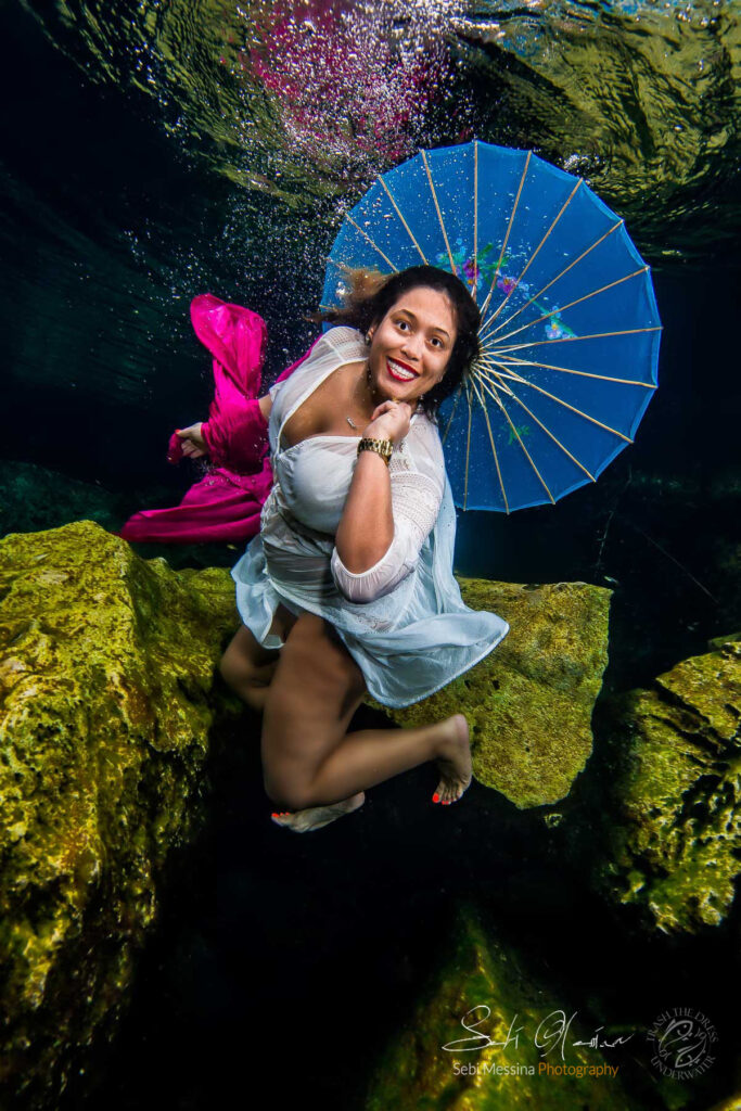 Tulum Underwater Photoshoot – Cenote Underwater Modelling in Mexico – Black woman – Sebi Messina Photography