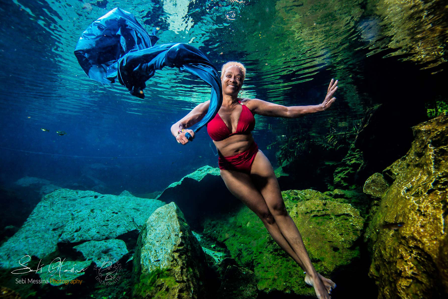 Waheedah - Cenote Underwater Modelling Underwater Photographer Tulum - Sebi Messina Photography