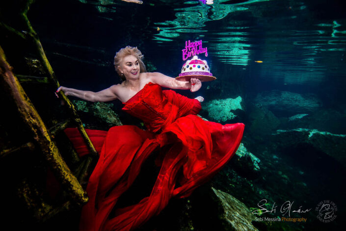 Underwater Modeling in Mexico - Celebrate your birthday underwater in a cenote close to Tulum - Sebi Messina Photography