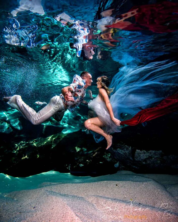 Cenote Underwater Trash The Dress Mexico - Sebi Messina Photography